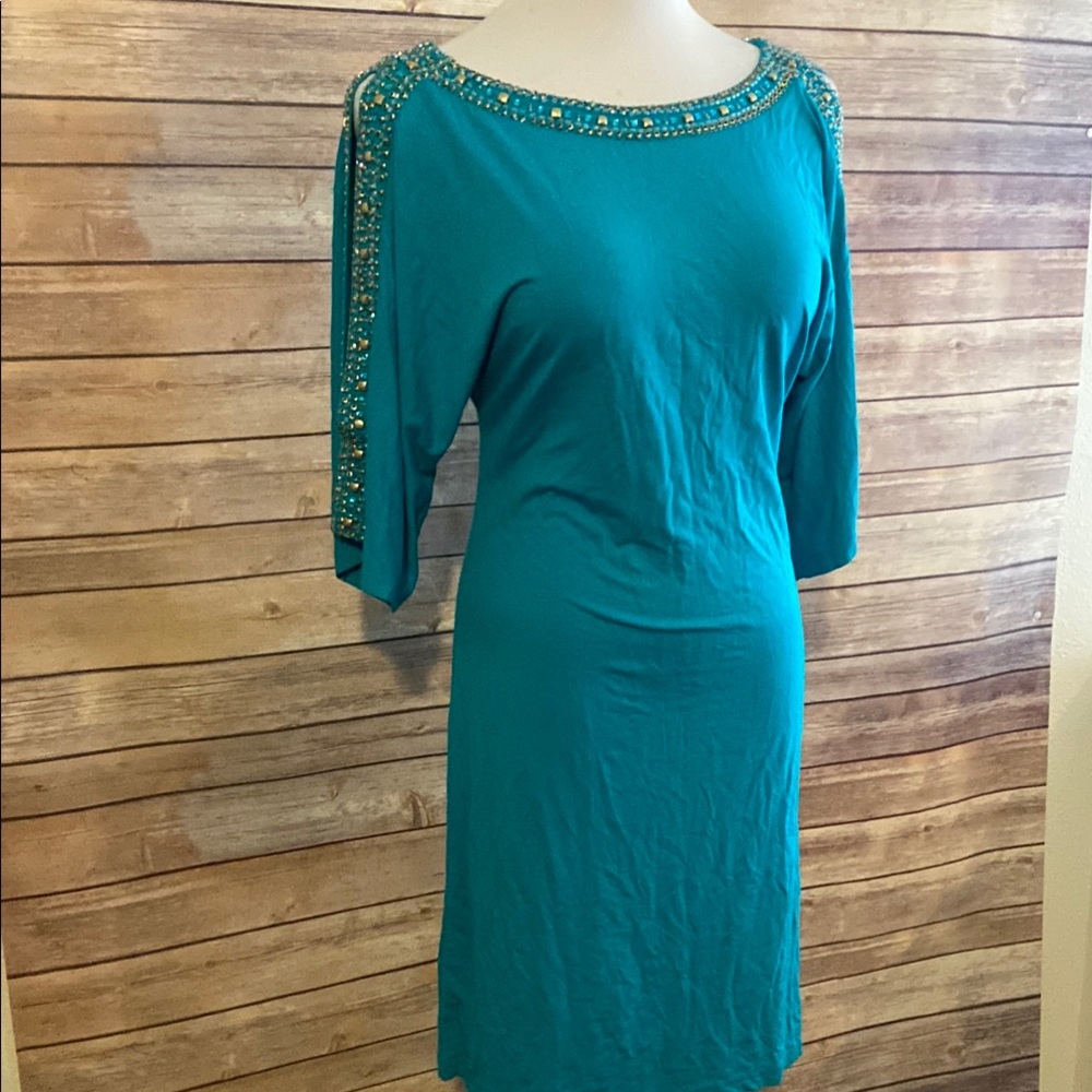 NWT Joyous & Free Beaded Cold Shoulder Sleeve Dress